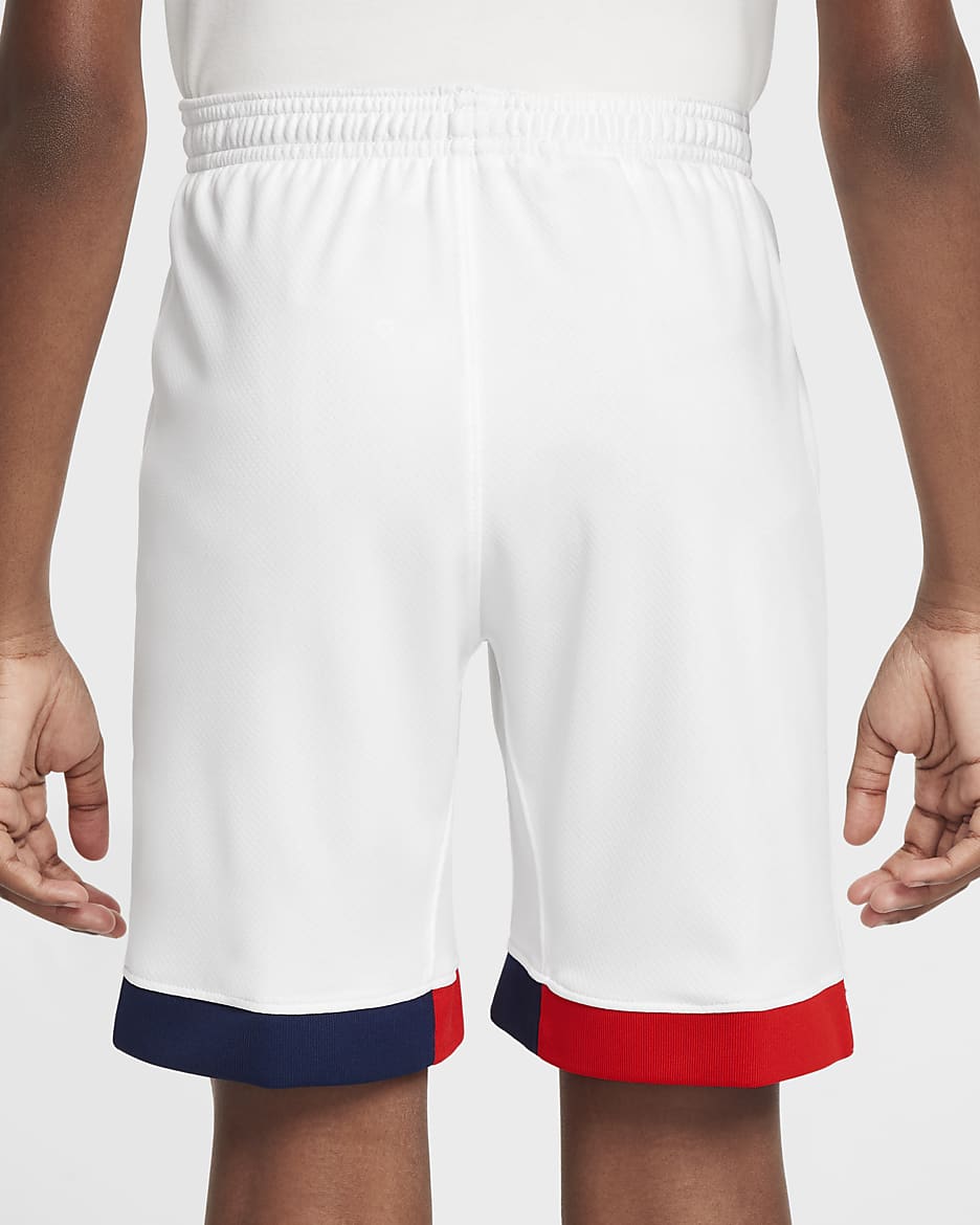 Paris Saint-Germain 2024/25 Stadium Away Nike Replika-Fußballshorts mit Dri-FIT-Technologie (ältere Kinder) - Weiß/University Red/Midnight Navy/Midnight Navy