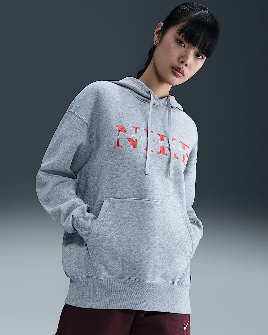 Sudadera con gorro sin cierre oversized para mujer Nike Sportswear Phoenix Fleece - Gris oscuro jaspeado