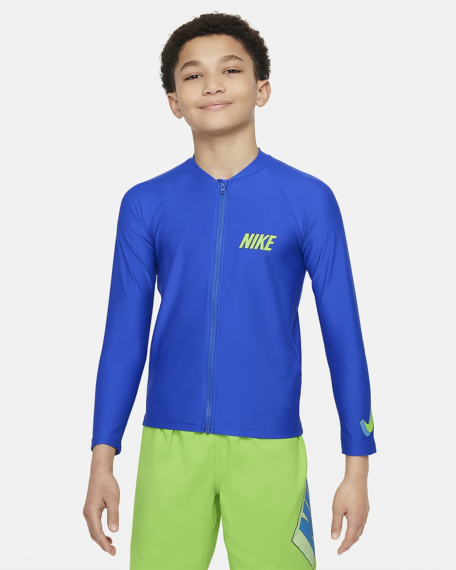 Nike Swim 3-D Swoosh Big Kids' (Boys') Long-Sleeve Zip Hydroguard - Game Royal