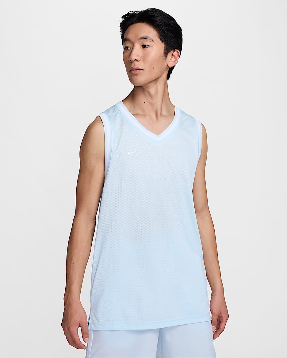 ナイキ DNA メンズ Dri-FIT バスケットボールジャージー - グレイシャーブルー/ホワイト