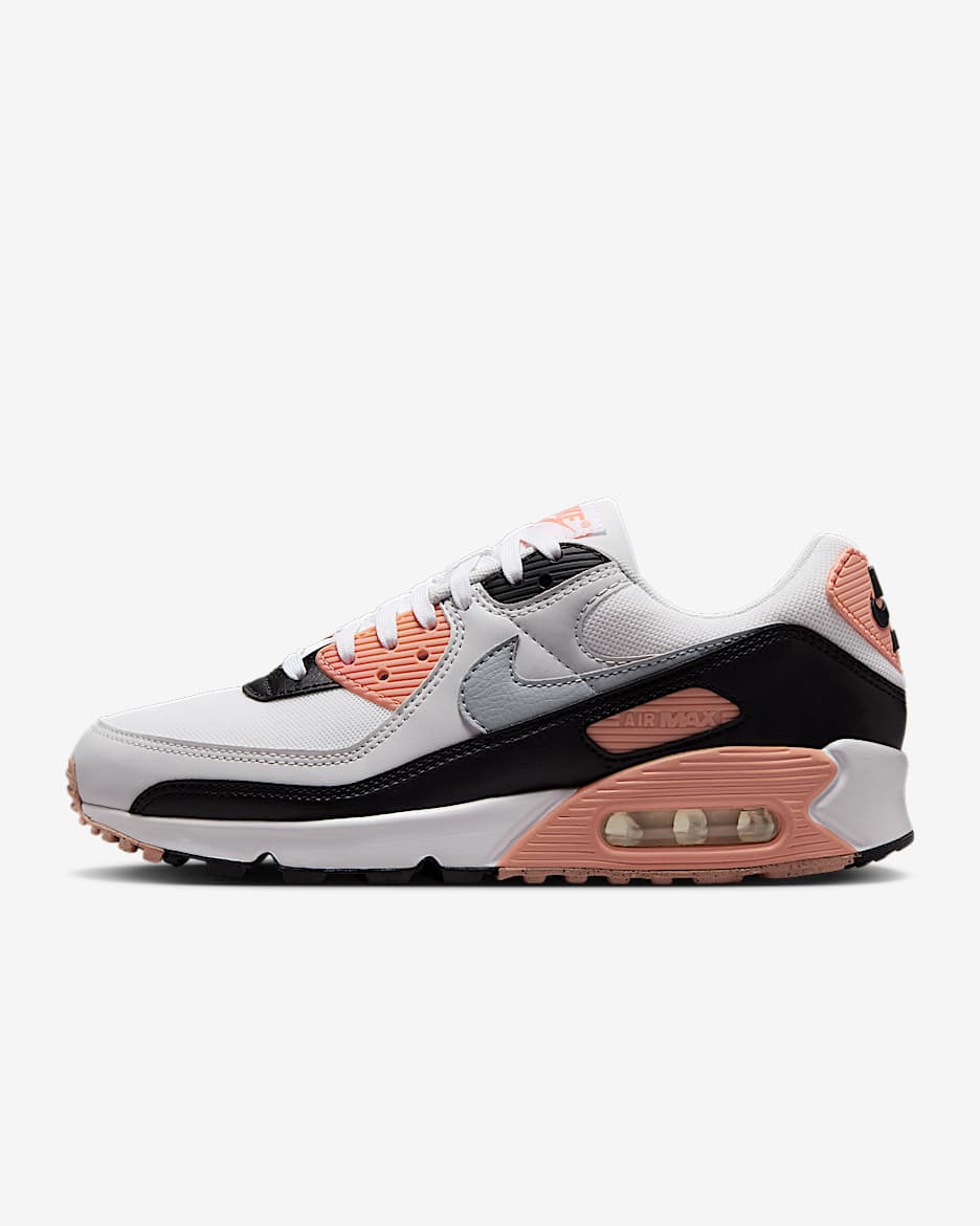 Calzado para mujer Nike Air Max 90 - Blanco/Negro/Polvo fotón/Gris lobo