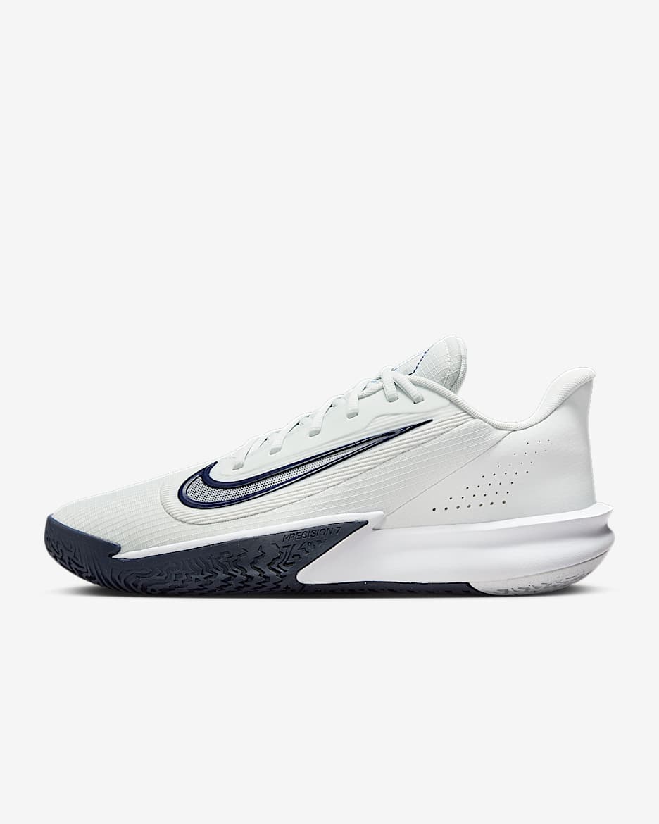 Nike Precision 7 Basketball Shoes - Photon Dust/White/Midnight Navy