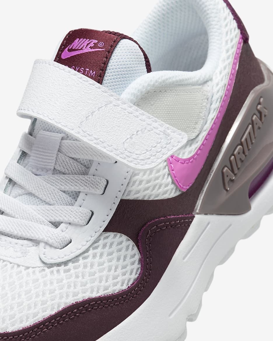 Nike Air Max SYSTM Younger Kids' Shoes - White/Burgundy Crush/Violet Ore/Playful Pink