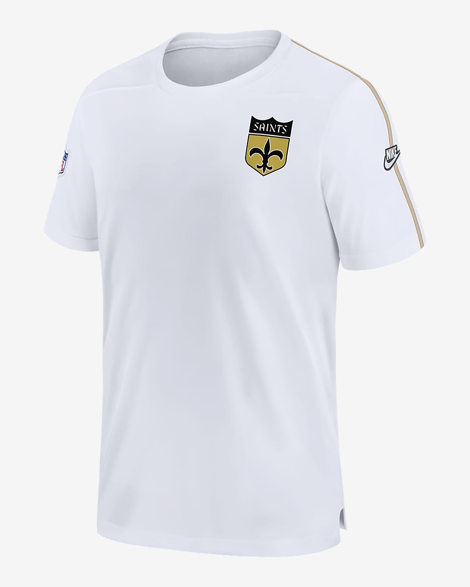 Playera Nike Dri-FIT NFL para hombre New Orleans Saints Sideline Coach - Blanco