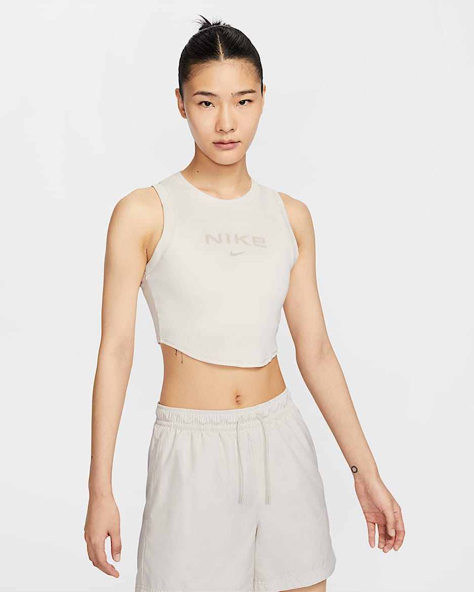 Nike Sportswear 女款羅紋短版背心上衣 - Pale Ivory/Light Orewood Brown/Light Orewood Brown