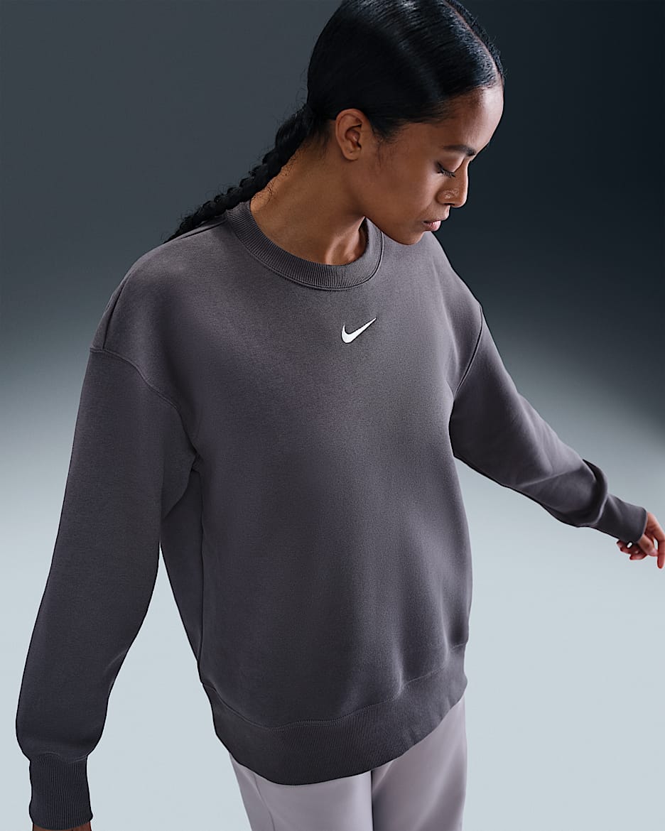 Sudadera oversized de cuello redondo para mujer Nike Sportswear Phoenix Fleece - Gris trueno/Vela