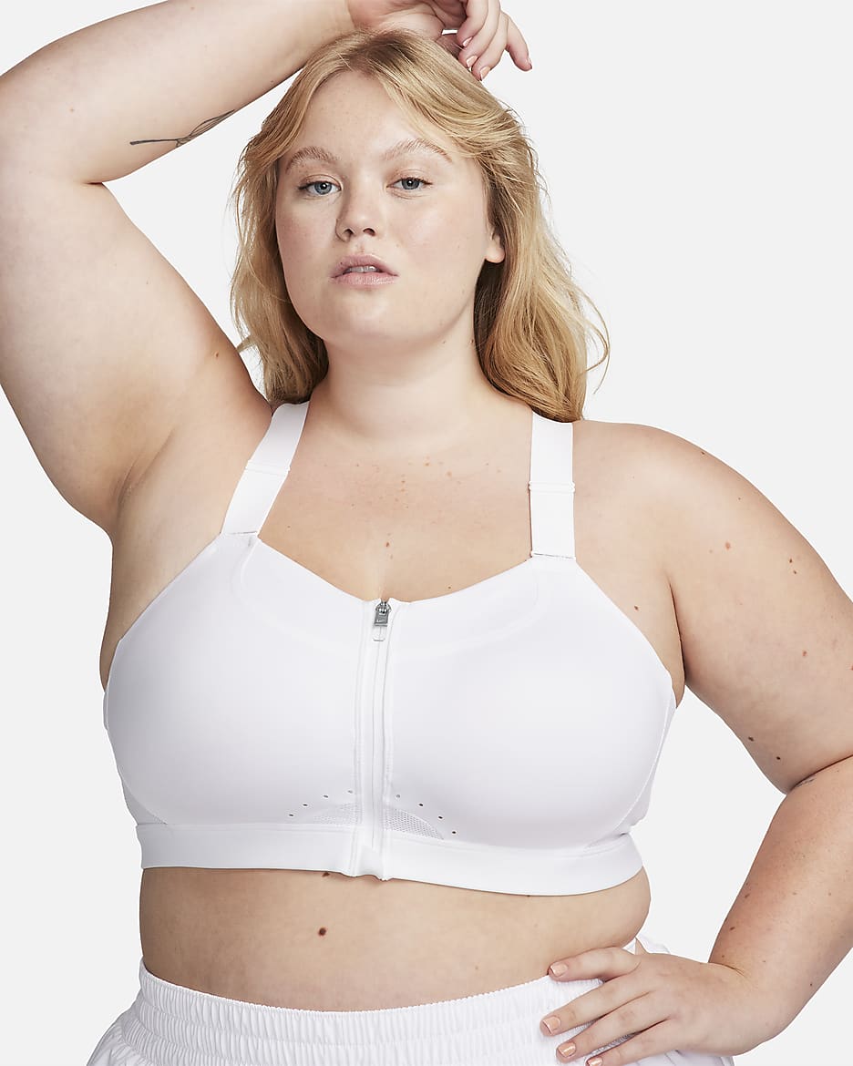 Nike Alpha Women's High-Support Padded Zip-Front Sports Bra - White/White/White/Black