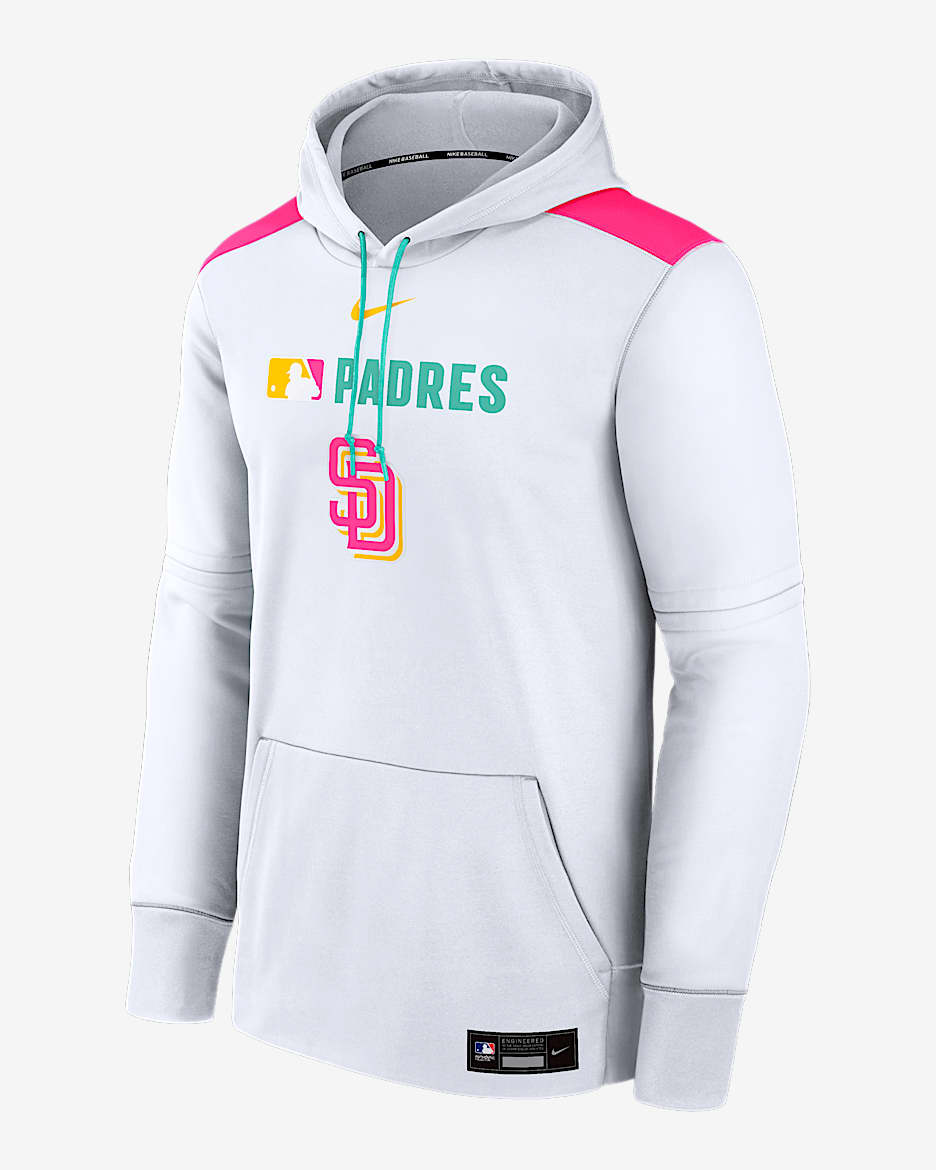 San Diego Padres Authentic Collection City Connect Men's Nike Therma MLB Pullover Hoodie - White