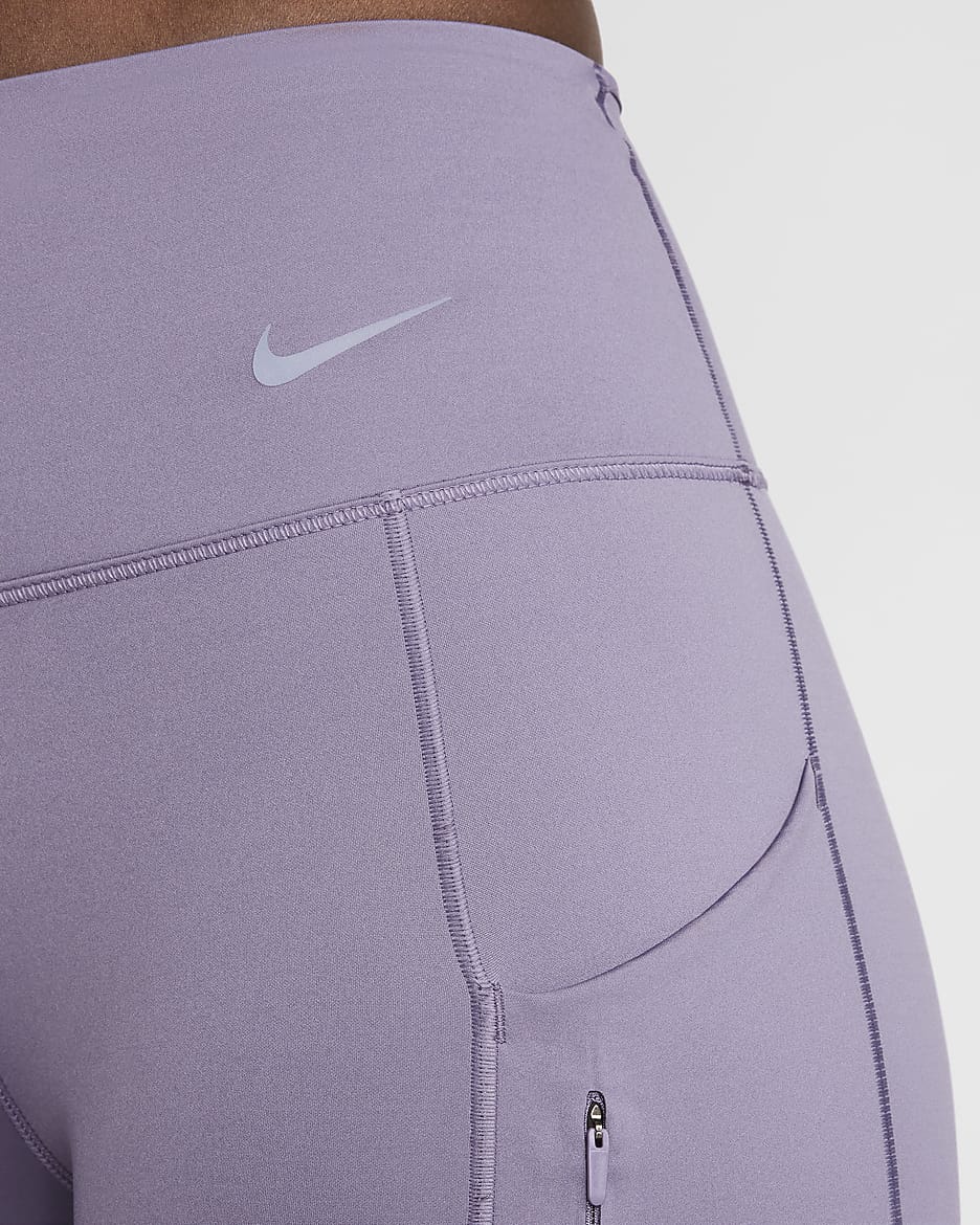 Nike Go 7/8-Leggings mit starkem Halt, mittelhohem Bund und Taschen für Damen - Daybreak/Schwarz