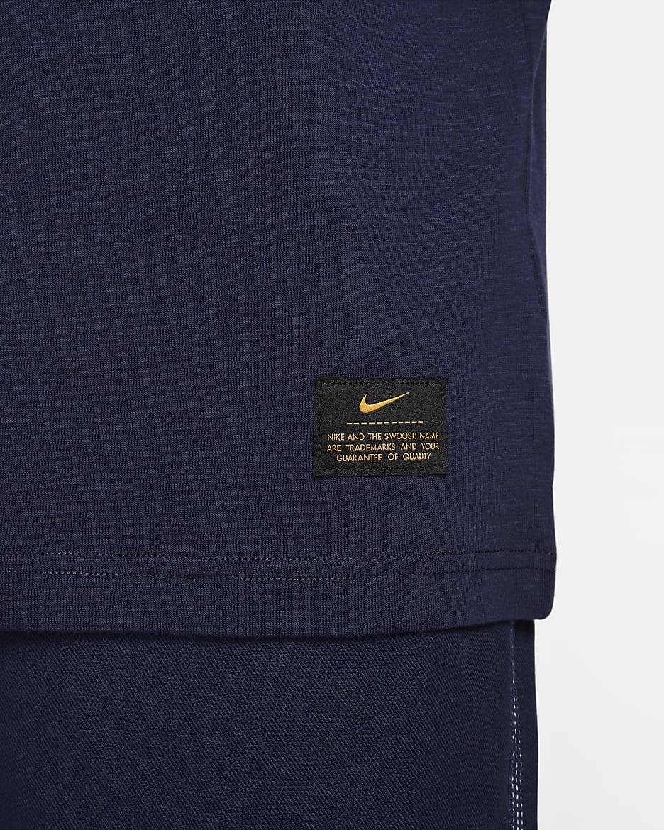 Nike Life Kurzarm-Strickoberteil für Herren - Obsidian/Dark Obsidian