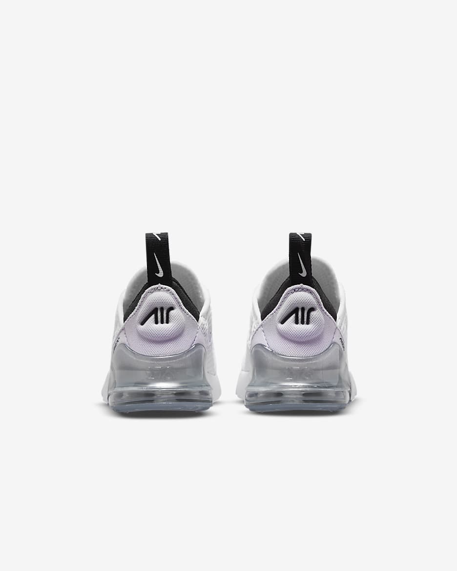 Nike Air Max 270 Baby and Toddler Shoe - White/Black/Metallic Silver/Pure Violet