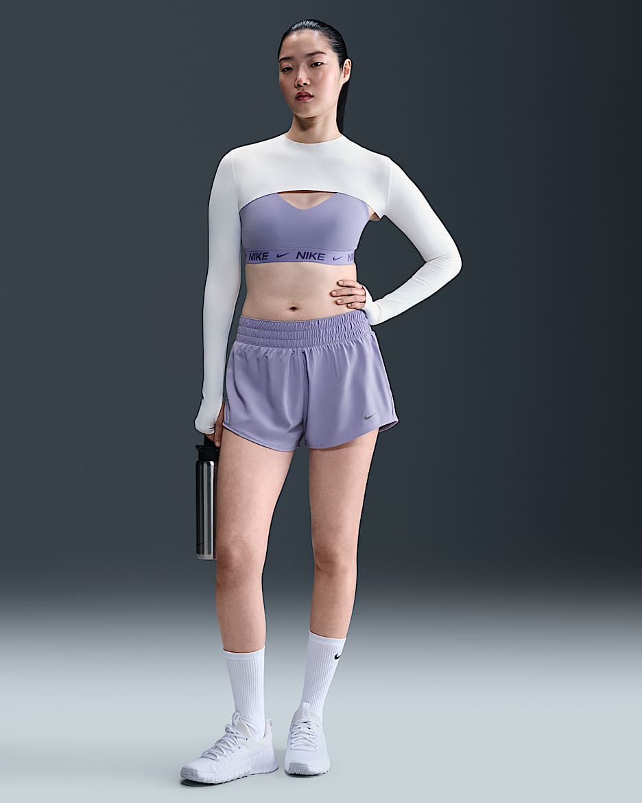 Nike Dri-FIT One 女款中腰 3" 隱藏式內裡短褲 - Lilac Ice