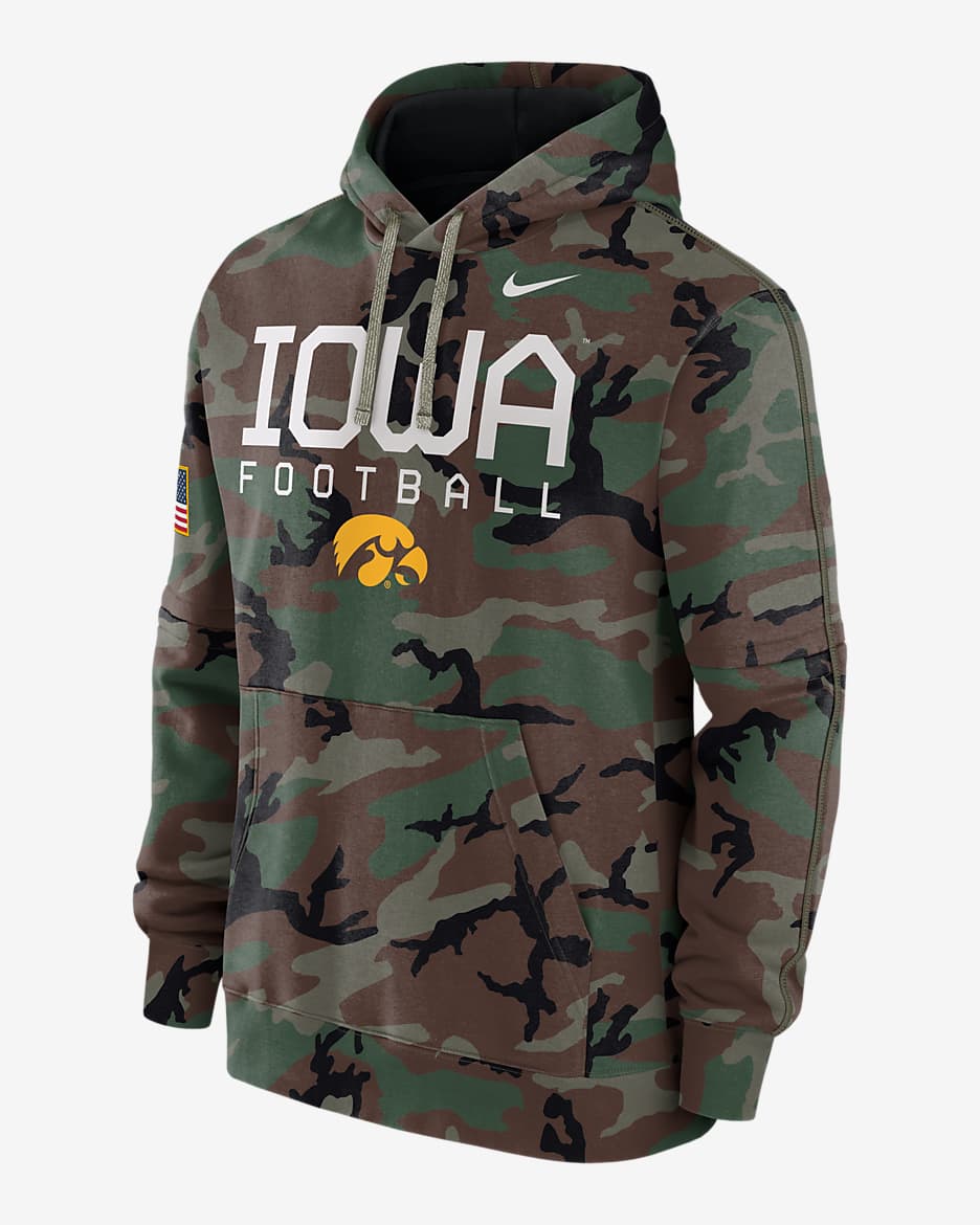 Iowa Hawkeyes Military Appreciation Club Men’s Nike College Pullover Hoodie - Medium Olive