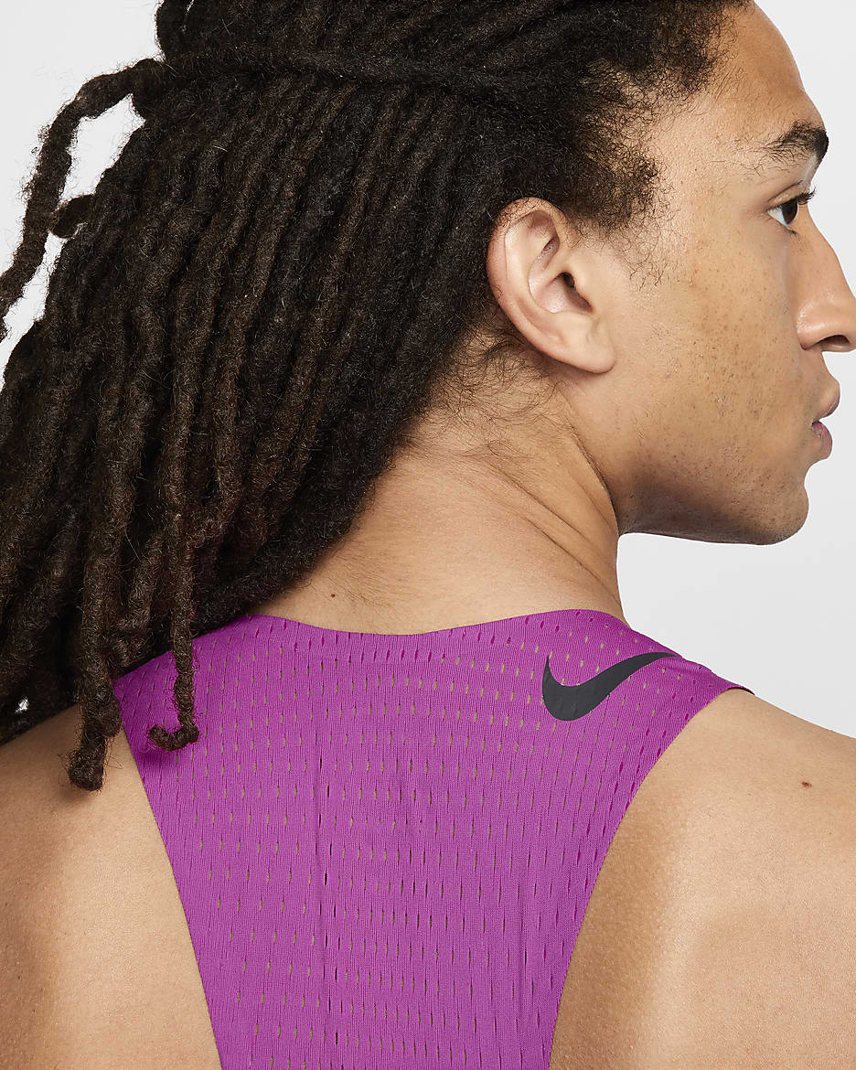 Nike AeroSwift Dri-FIT ADV hardloopsinglet voor heren - Hot Fuchsia/Zwart