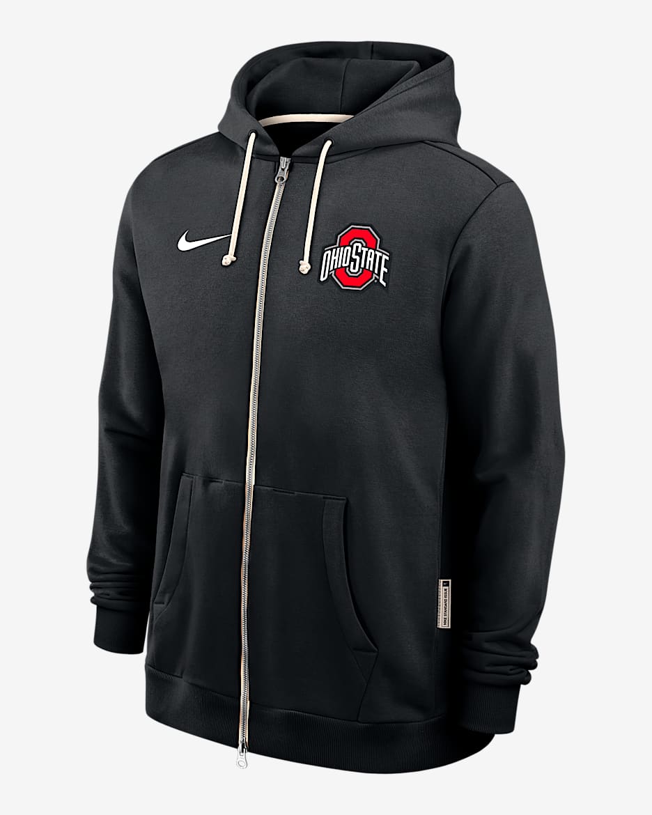 Sudadera con gorro universitaria Nike Dri-FIT de cierre completo para hombre Ohio State Sideline - Negro