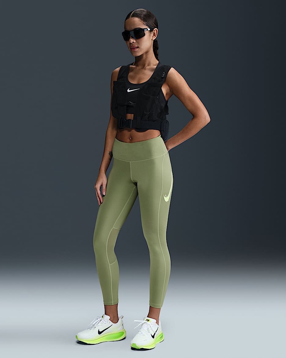 Nike Fast Women's Mid-Rise 7/8 Leggings - Oil Green