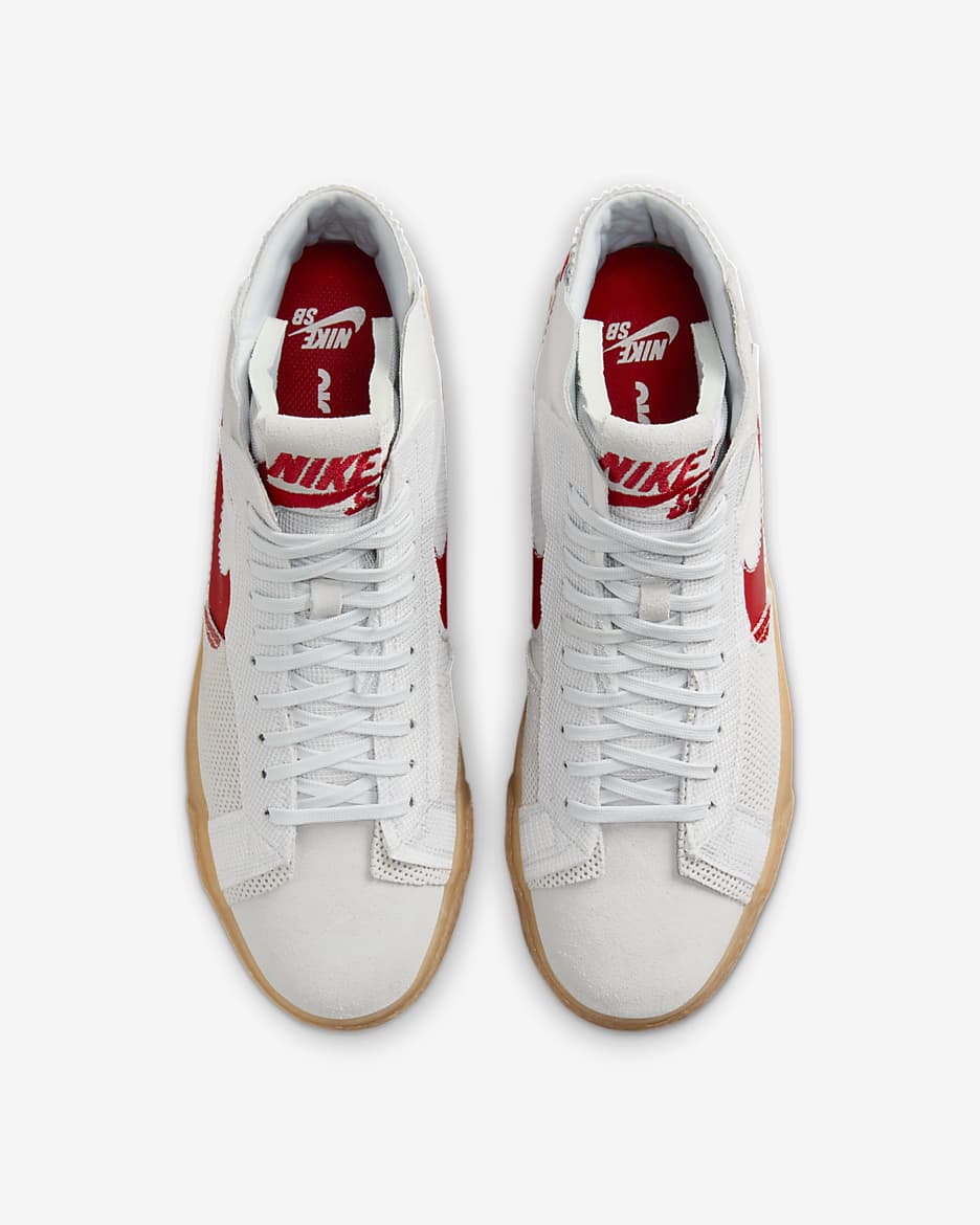 Nike SB Zoom Blazer Mid Premium Skate Shoes - Summit White/Pure Platinum/Summit White/University Red