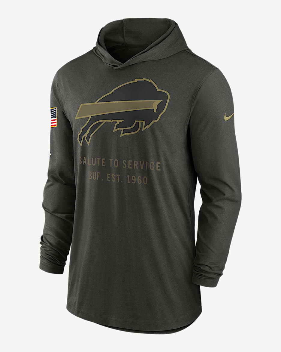 Buffalo Bills Salute to Service Sideline Men’s Nike Dri-FIT NFL Long-Sleeve Hooded Top - Sequoia