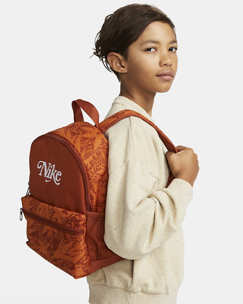 Nike Brasilia JDI Kids' Mini Backpack (11L) - Dark Russet/Dark Russet/White
