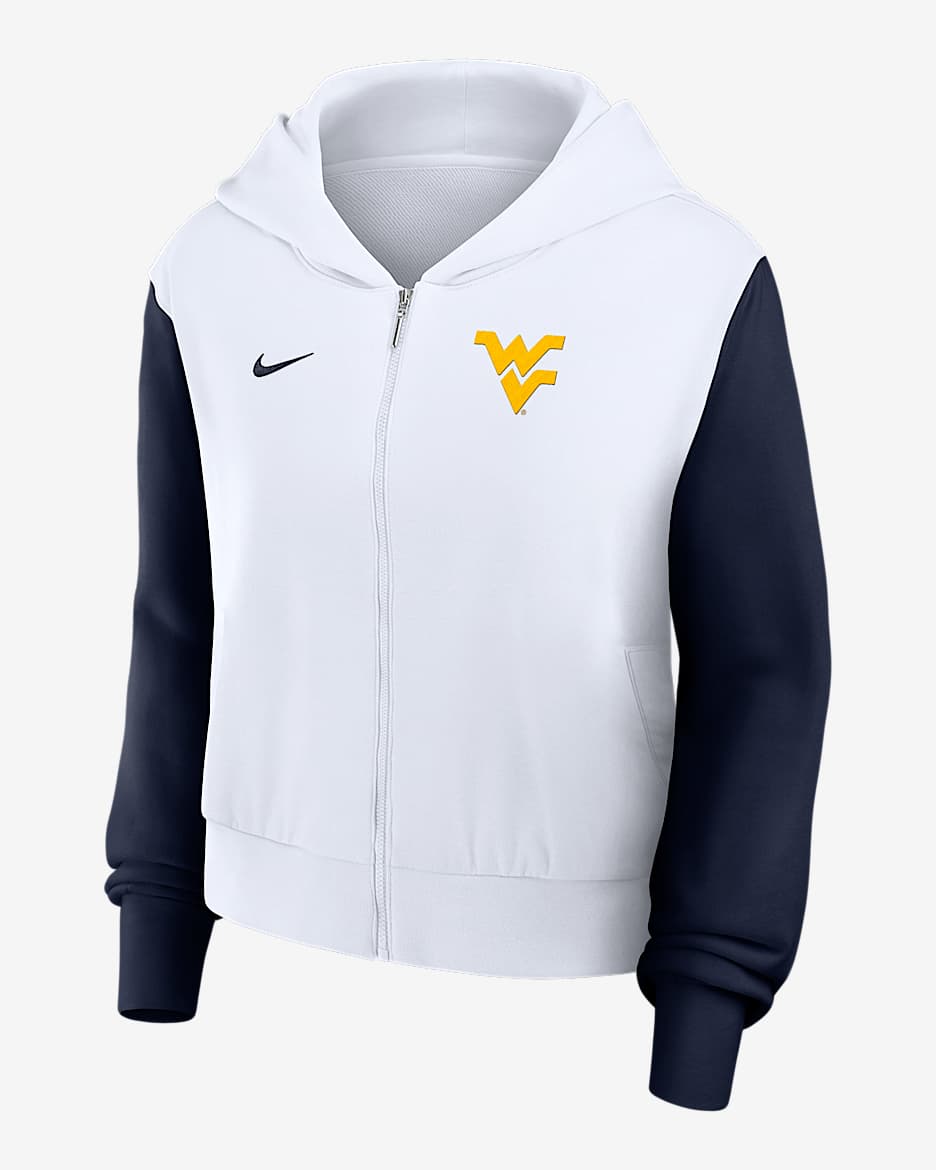 West Virginia Athletic Prep Colorblocked Script Women’s Nike College Full-Zip Hoodie - White