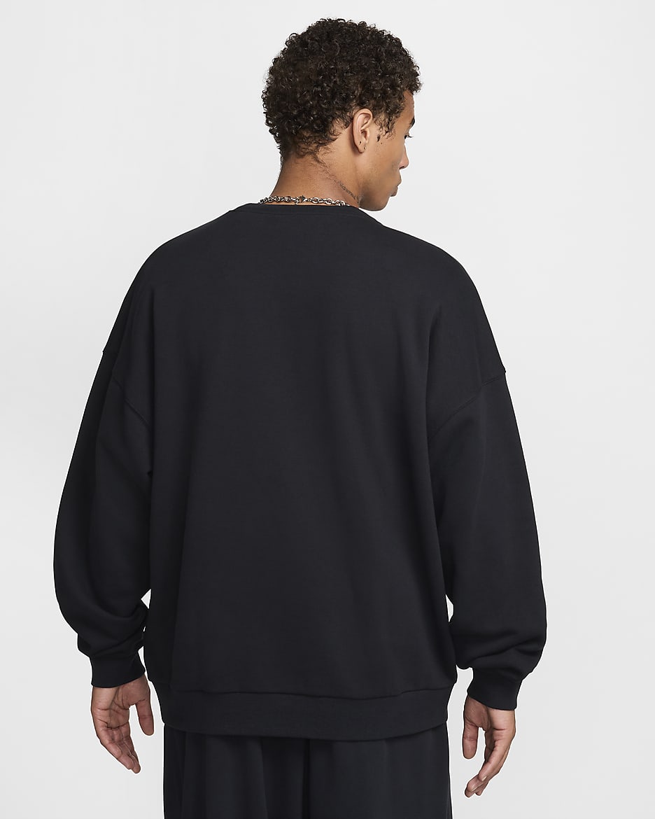 Nike Club Fleece Men's Oversized French Terry Crew - Black/Black/White