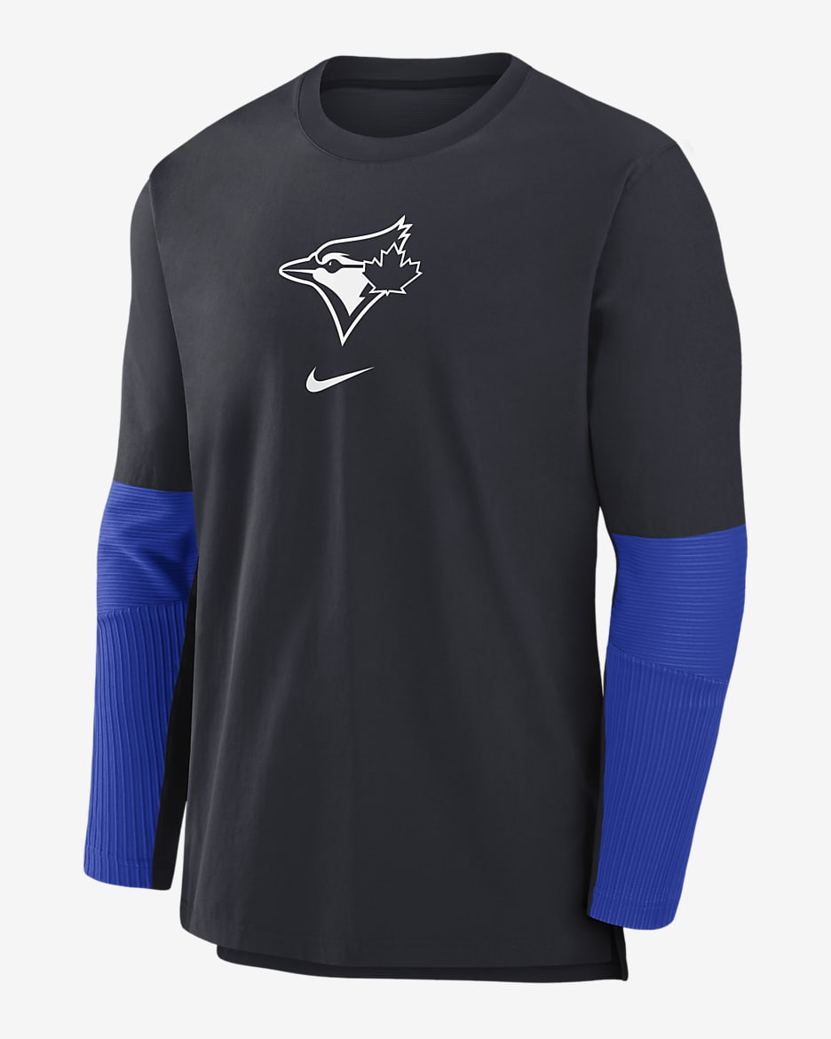 Chamarra sin cierre Nike Dri-FIT de la MLB para hombre Toronto Blue Jays Authentic Collection City Connect Player - Azul marino