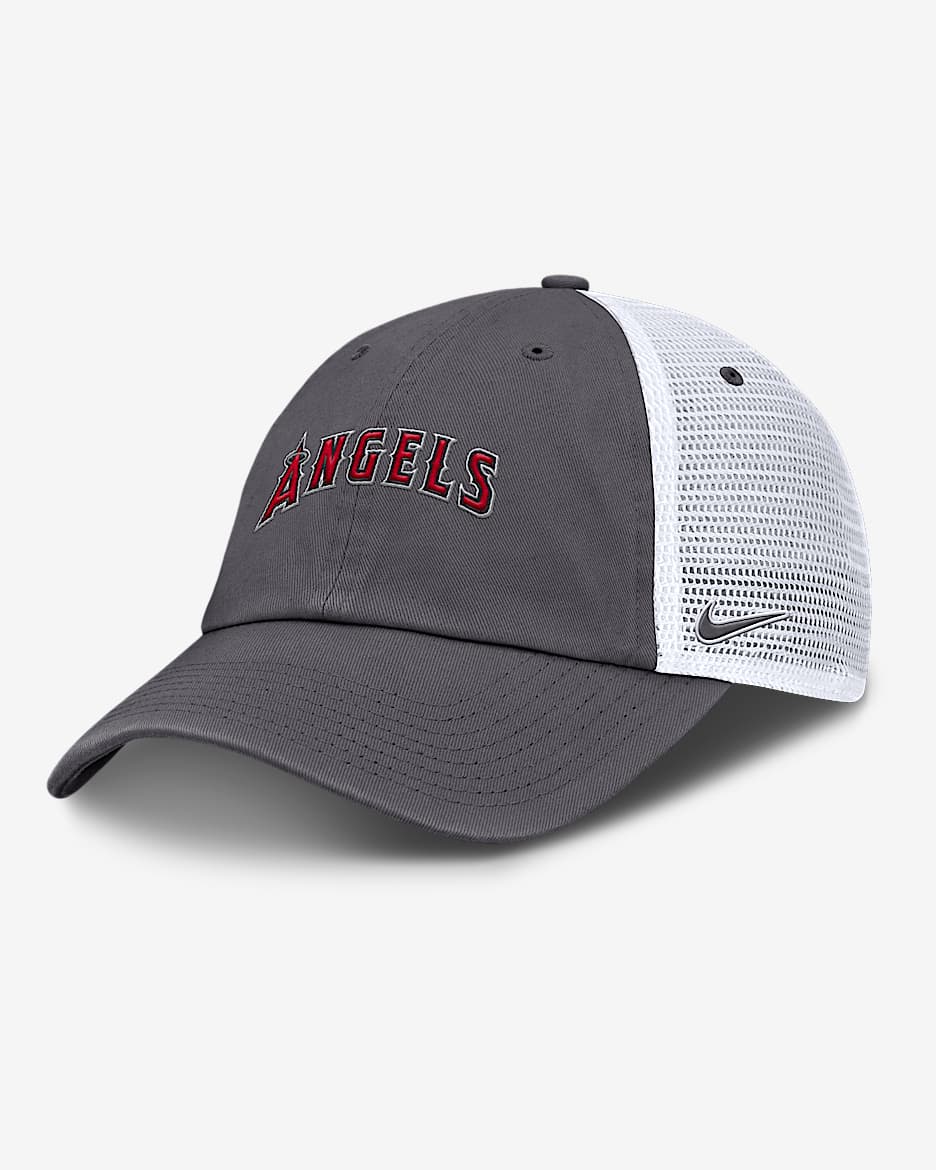 Gorra de rejilla Nike de la MLB ajustable para hombre Los Angeles Angels Wordmark Club - Gris