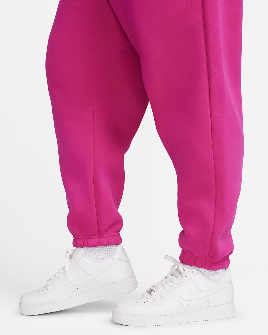 Nike Sportswear Phoenix Fleece Women's High-Waisted Oversized Tracksuit Bottoms (Plus Size) - Fireberry/Black