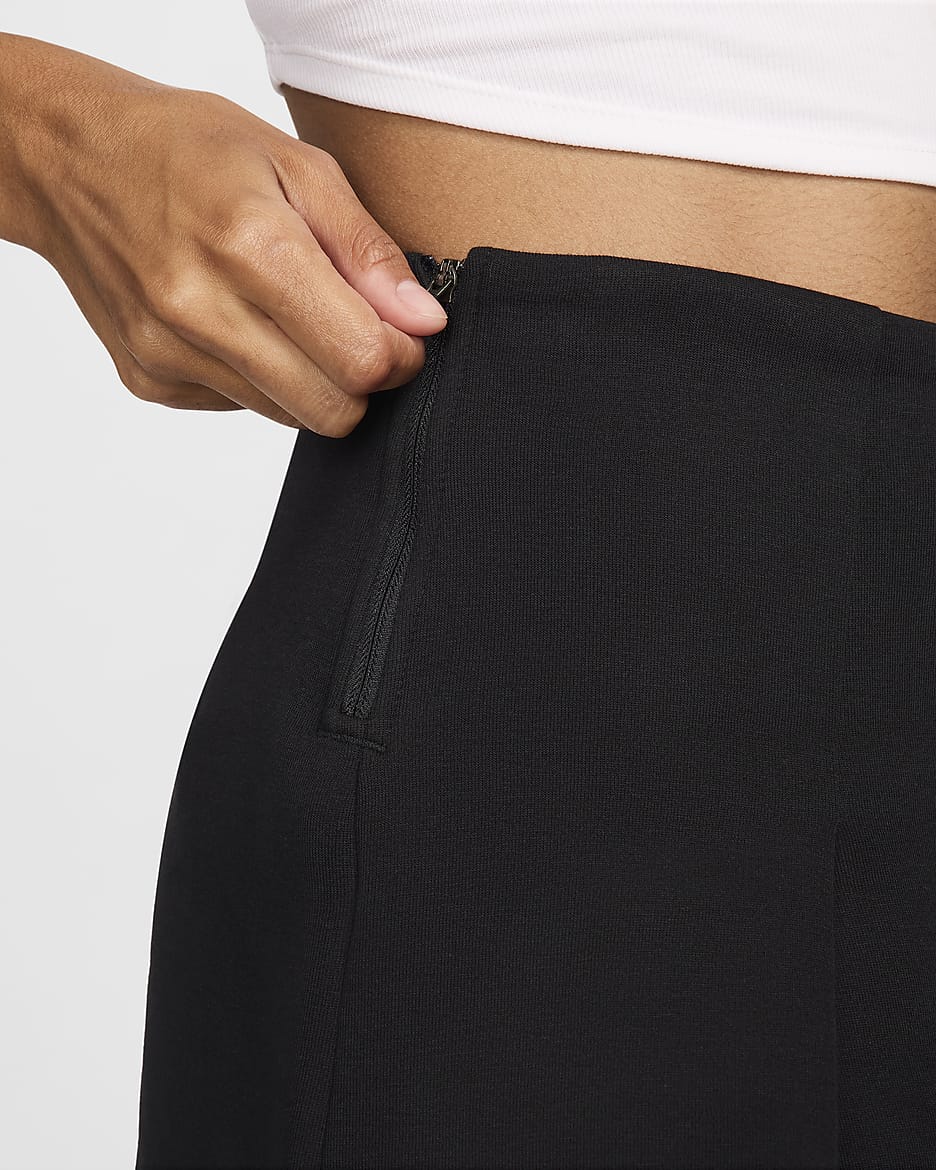 Shorts de tiro alto de 8 cm plisados para mujer Nike Sportswear Tech Fleece - Negro/Negro