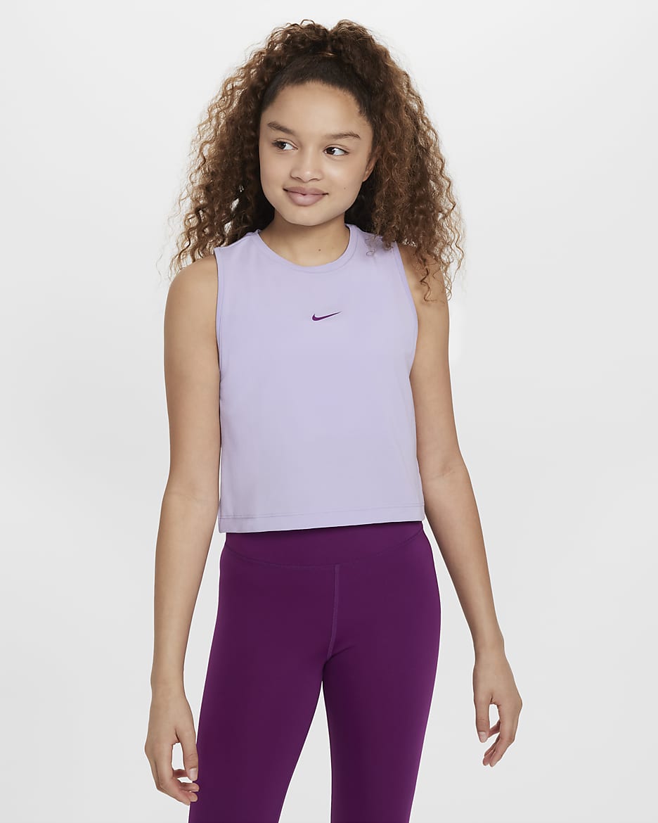 Nike Pro Dri-FIT Trainings-Tanktop für Mädchen - Hydrangeas/Viotech