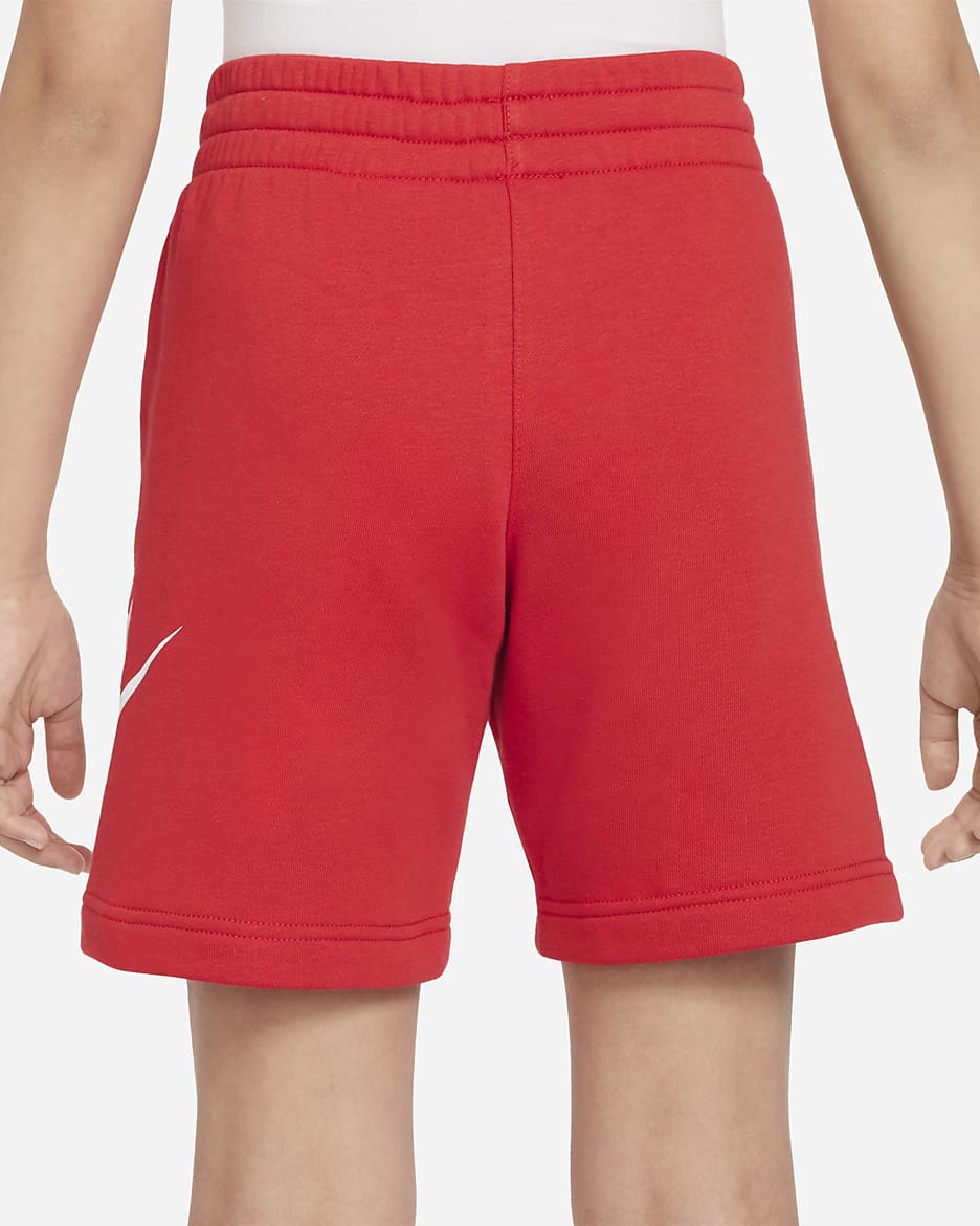 Shorts de French Terry para niños talla grande Nike Sportswear Club Fleece - Rojo universitario/Blanco