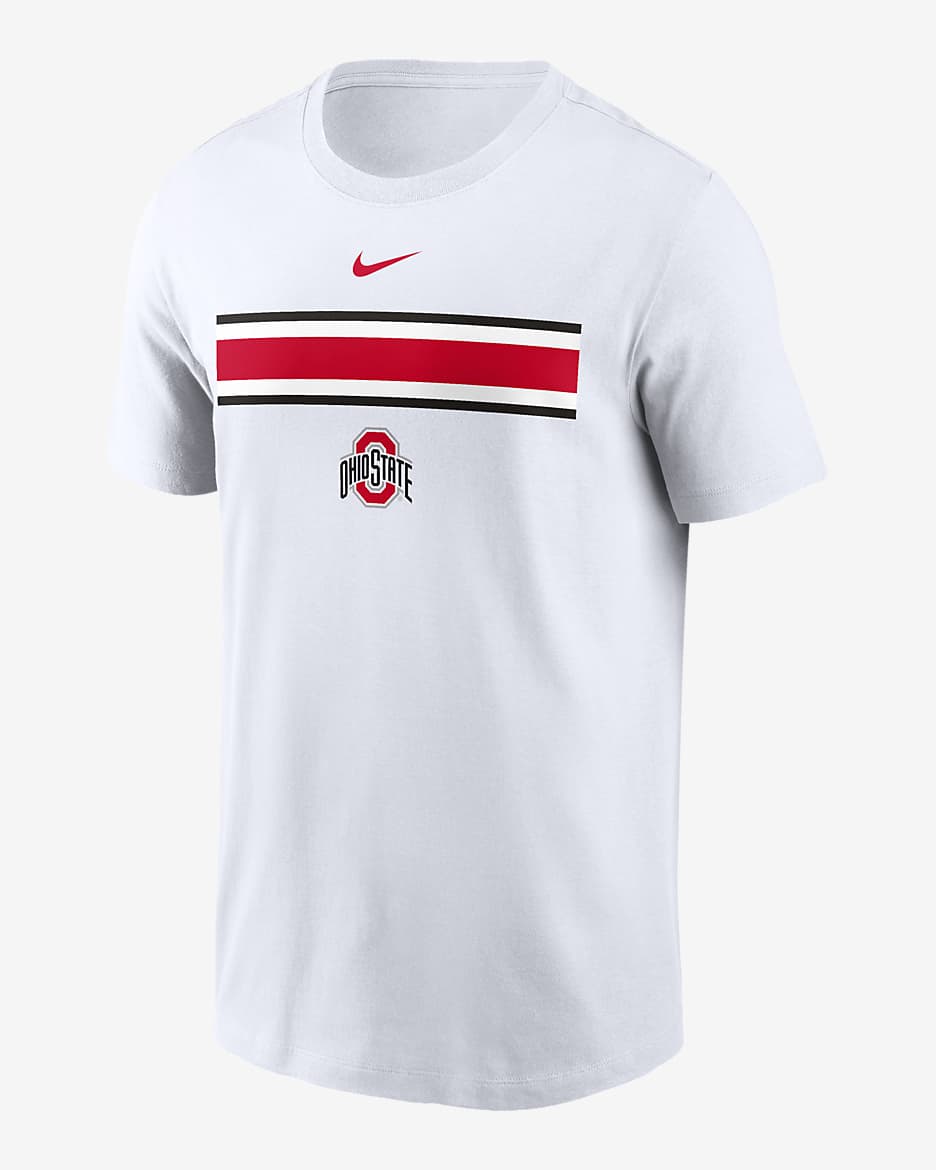 Playera universitaria Nike para hombre Ohio State Buckeyes Campus Pattern - Blanco