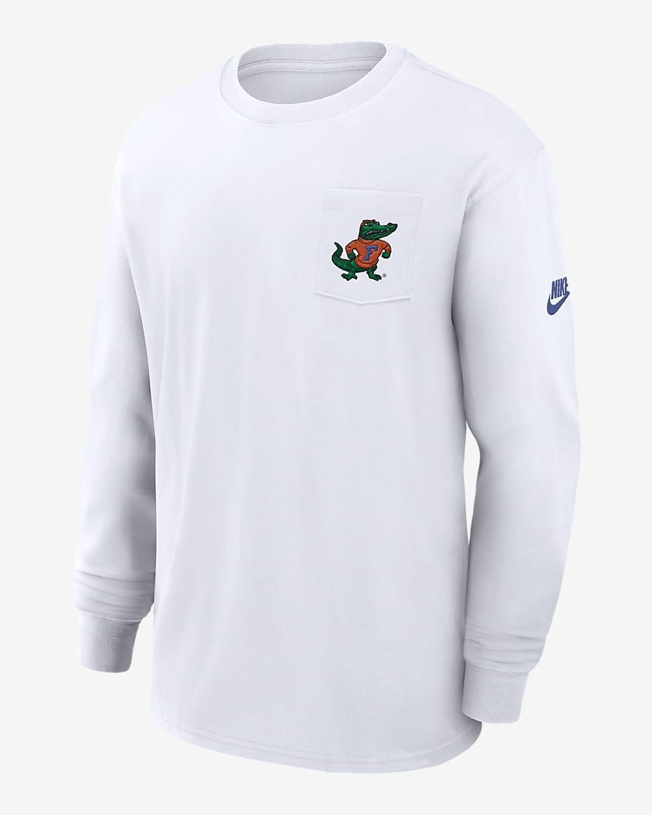 Florida Gators Legacy Max90 Pocket Men's Nike College Long-Sleeve T-Shirt - White