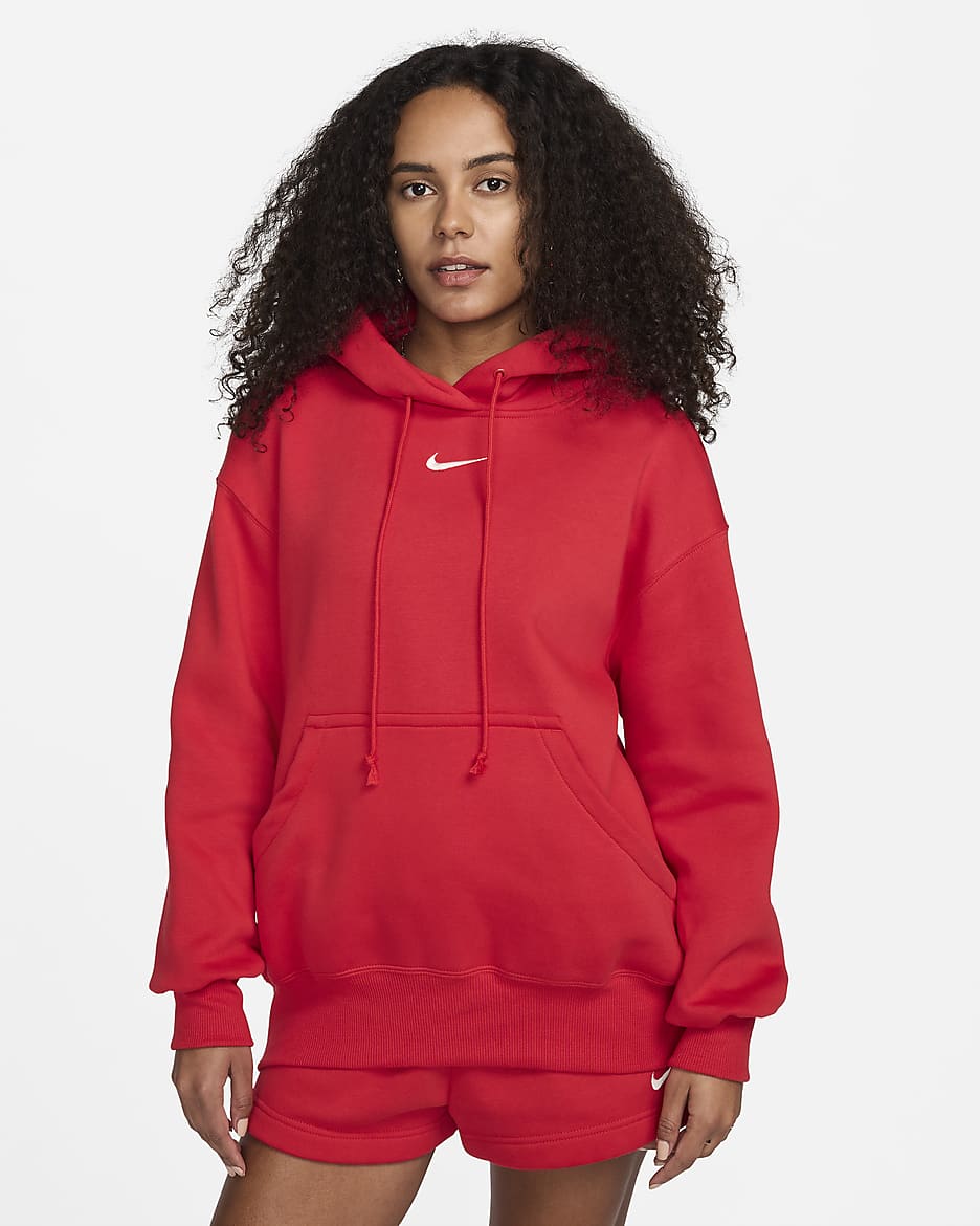 Nike Sportswear Phoenix Fleece Women's Oversized Pullover Hoodie - University Red/Sail