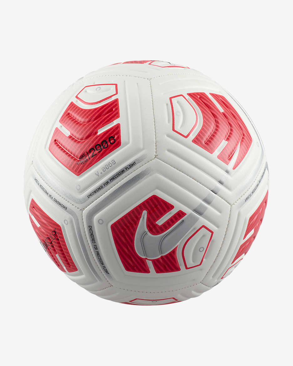 Nike Strike Soccer Ball - Blanc/Carmesí brillant/Platejat