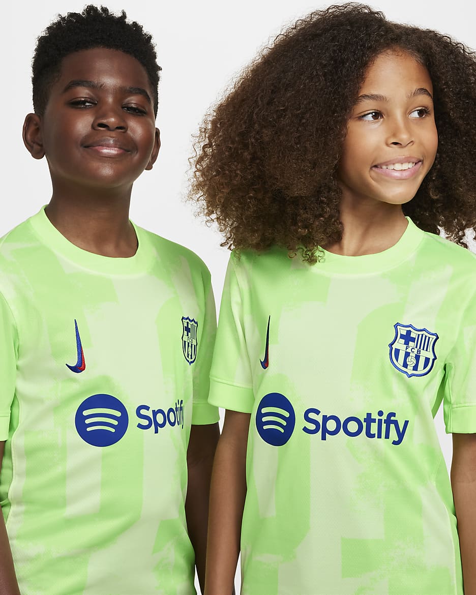 Koszulka piłkarska dla dużych dzieci Nike Dri-FIT FC Barcelona Stadium 2024/25 (wersja trzecia) – replika - Barely Volt/Barely Volt/Lime Blast/Old Royal