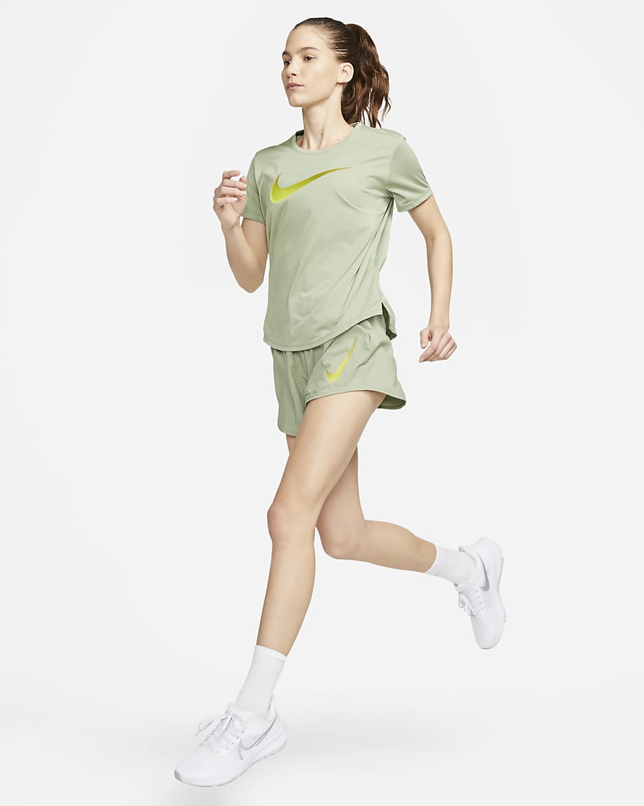 Nike Dri-FIT One kortermet løpeoverdel til dame - Oil Green