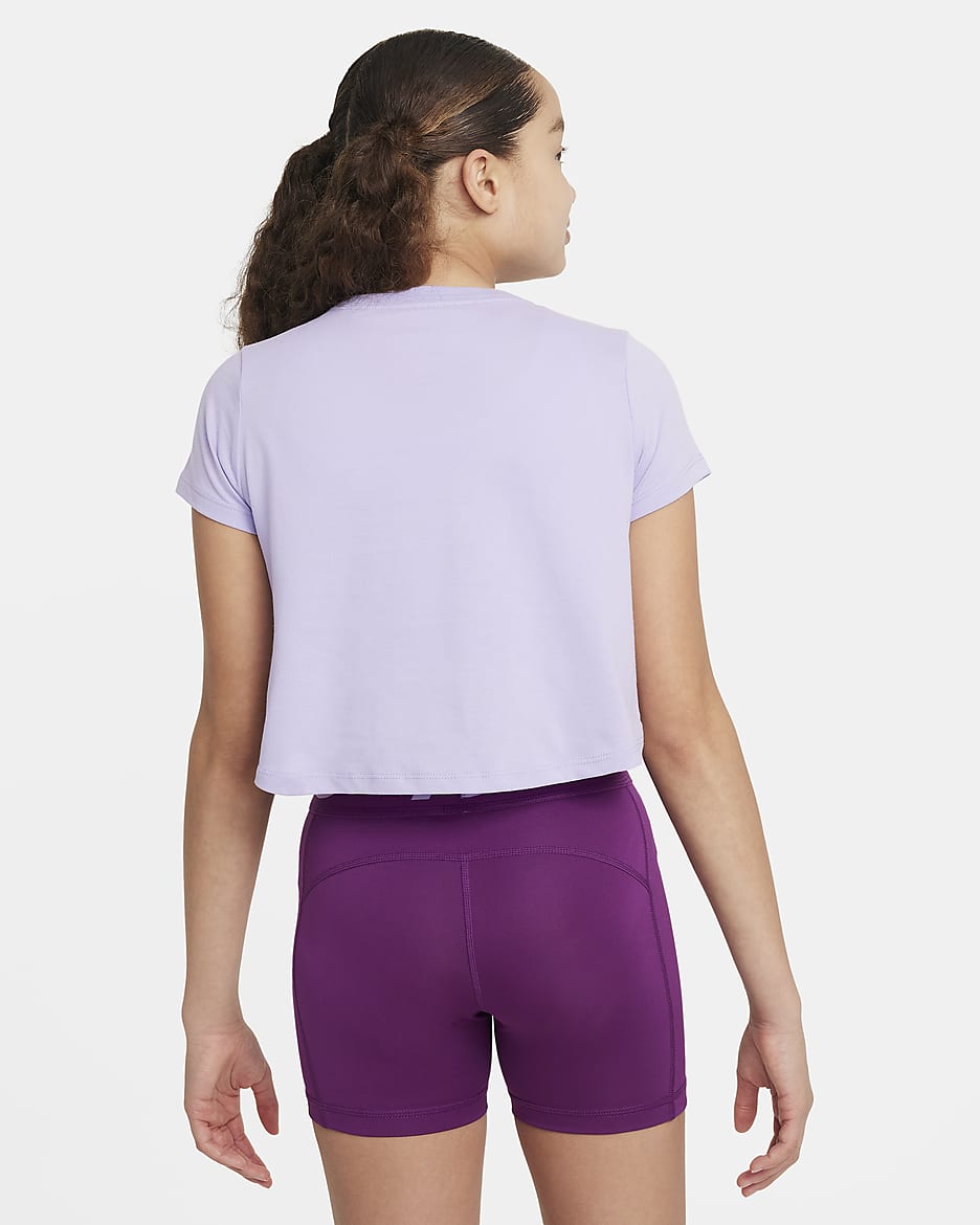 Nike Pro Older Kids' (Girls') Dri-FIT Cropped T-Shirt - Hydrangeas