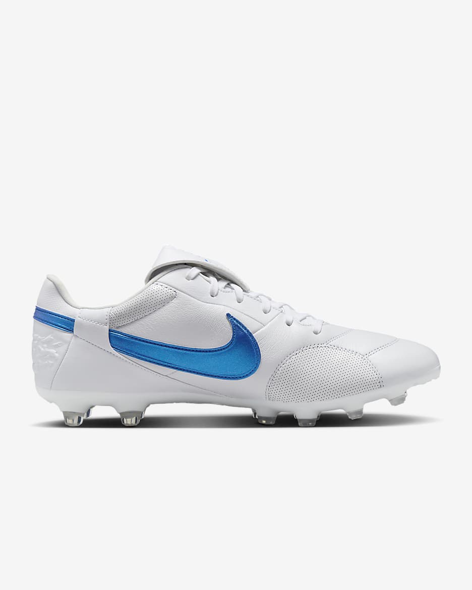 Nike Premier 3 FG Low-Top Football Boot - White/Signal Blue