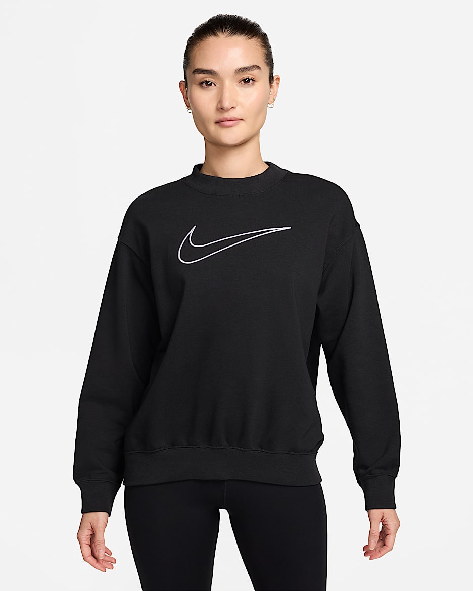 ナイキ Dri-FIT ゲット フィット ウィメンズ グラフィック クルーネック スウェットシャツ - ブラック/ホワイト