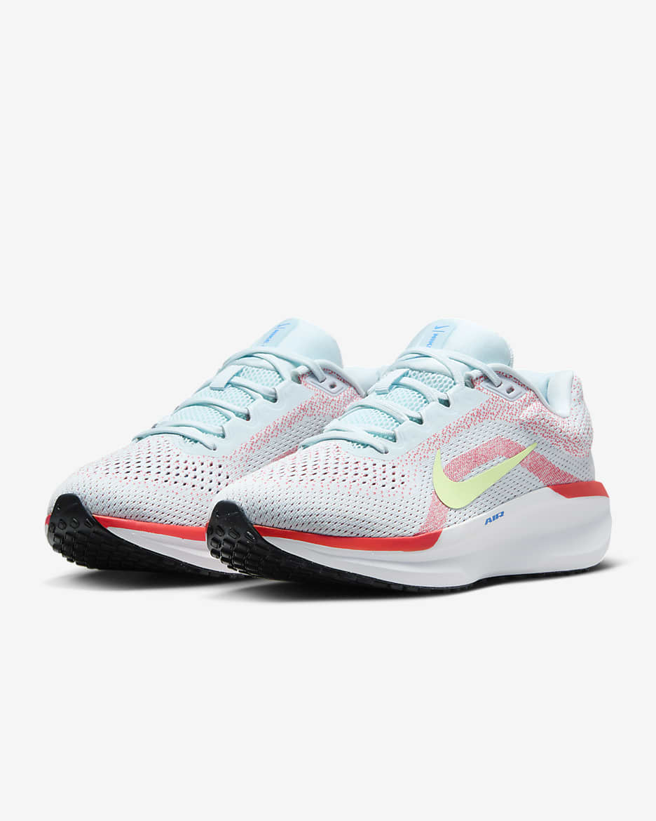 Nike Winflo 11 Women's Road Running Shoes - Glacier Blue/Bright Crimson/Sail/Barely Volt