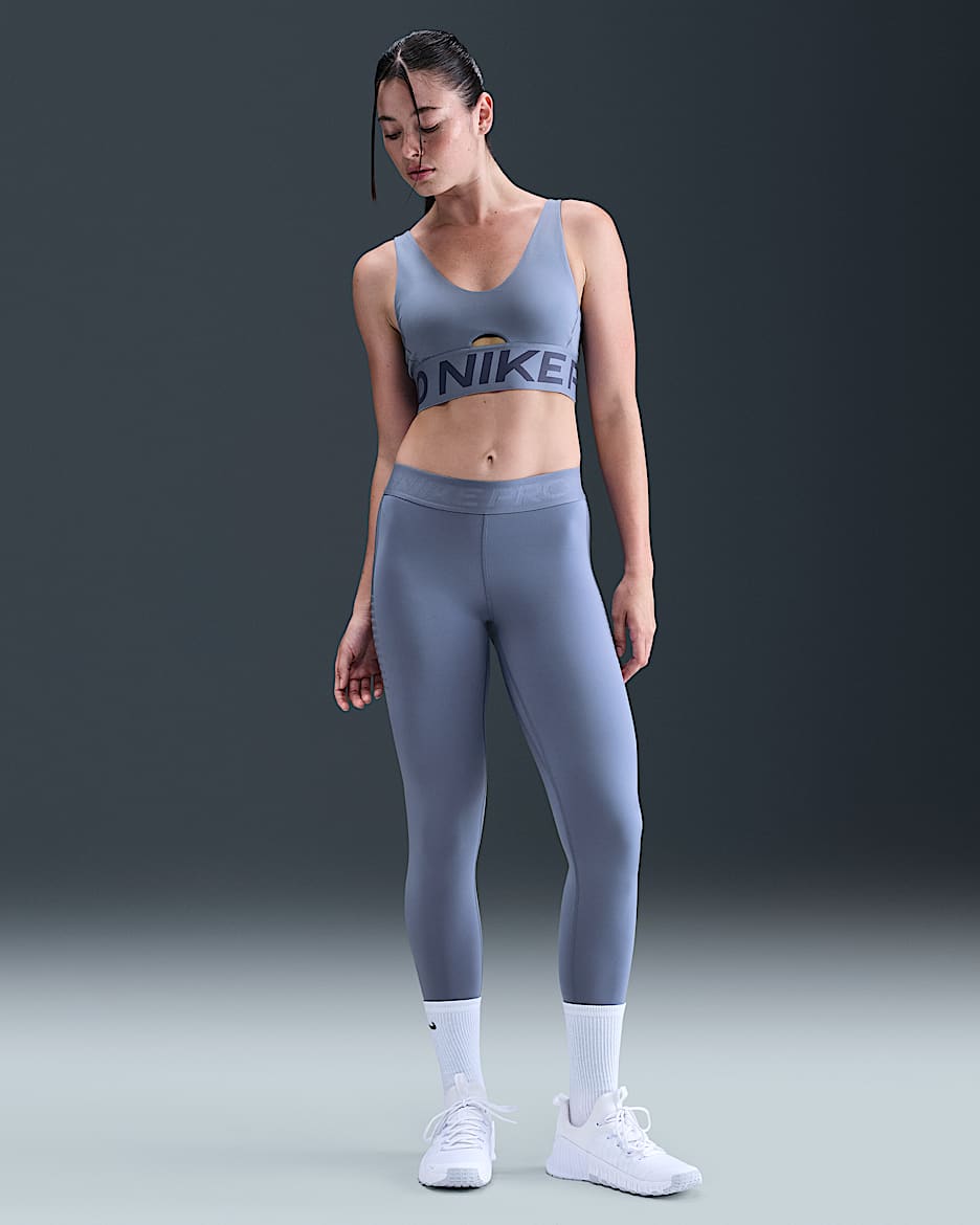Nike Pro Women's Mid-Rise Full-Length Leggings - World Indigo/White
