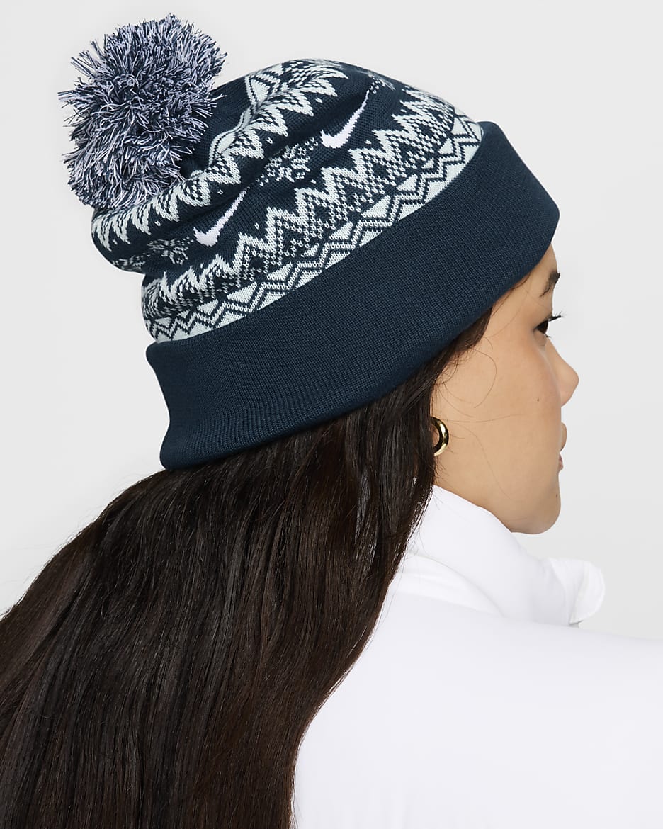 Nike Peak Beanie - Armoury Navy/White/Glacier Blue/White