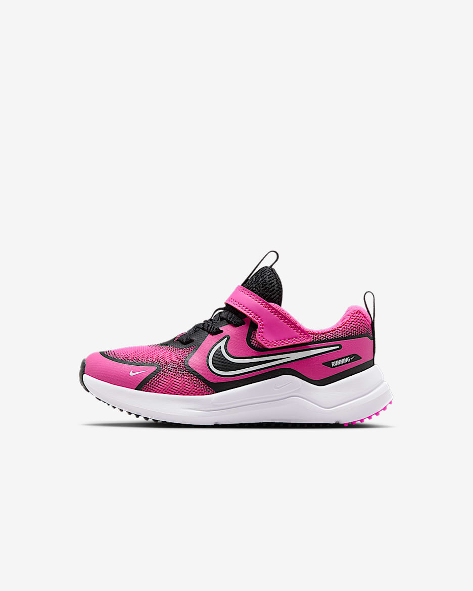 Nike Cosmic Runner Tenis para niños de preescolar - Fucsia láser/Negro/Blanco