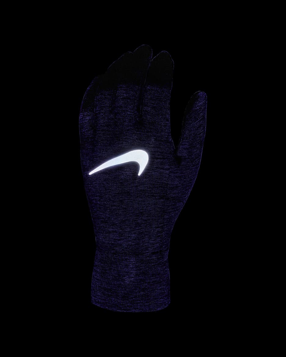 Gants de running en tissu Fleece Nike pour Homme - Noir/Noir/Silver