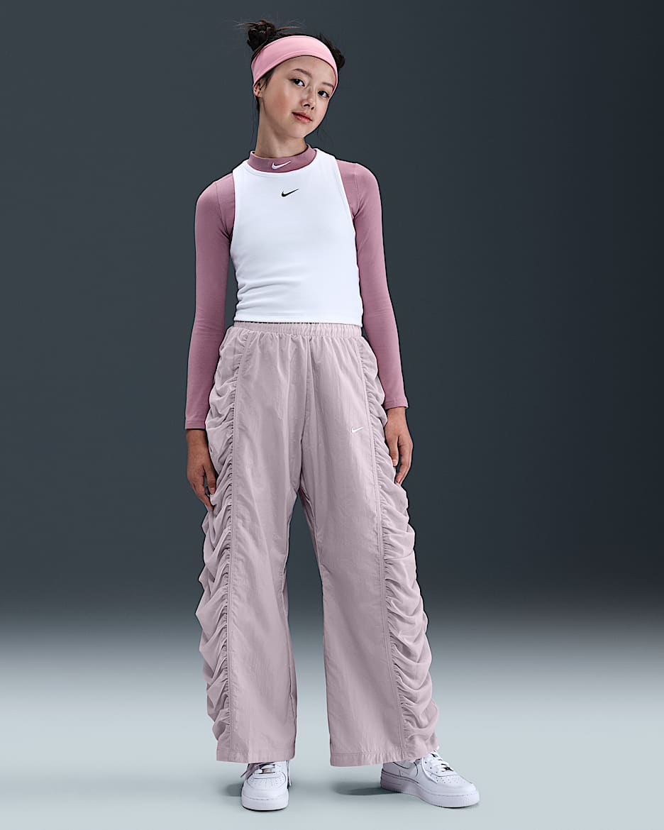 Nike Sportswear Girls' Woven Trousers - Platinum Violet/White