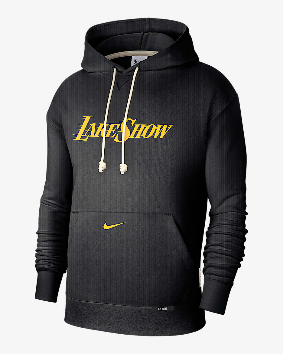 Sudadera con gorro Nike de la NBA Courtside para hombre Los Angeles Lakers Standard Issue City Edition - Negro/Amarillo