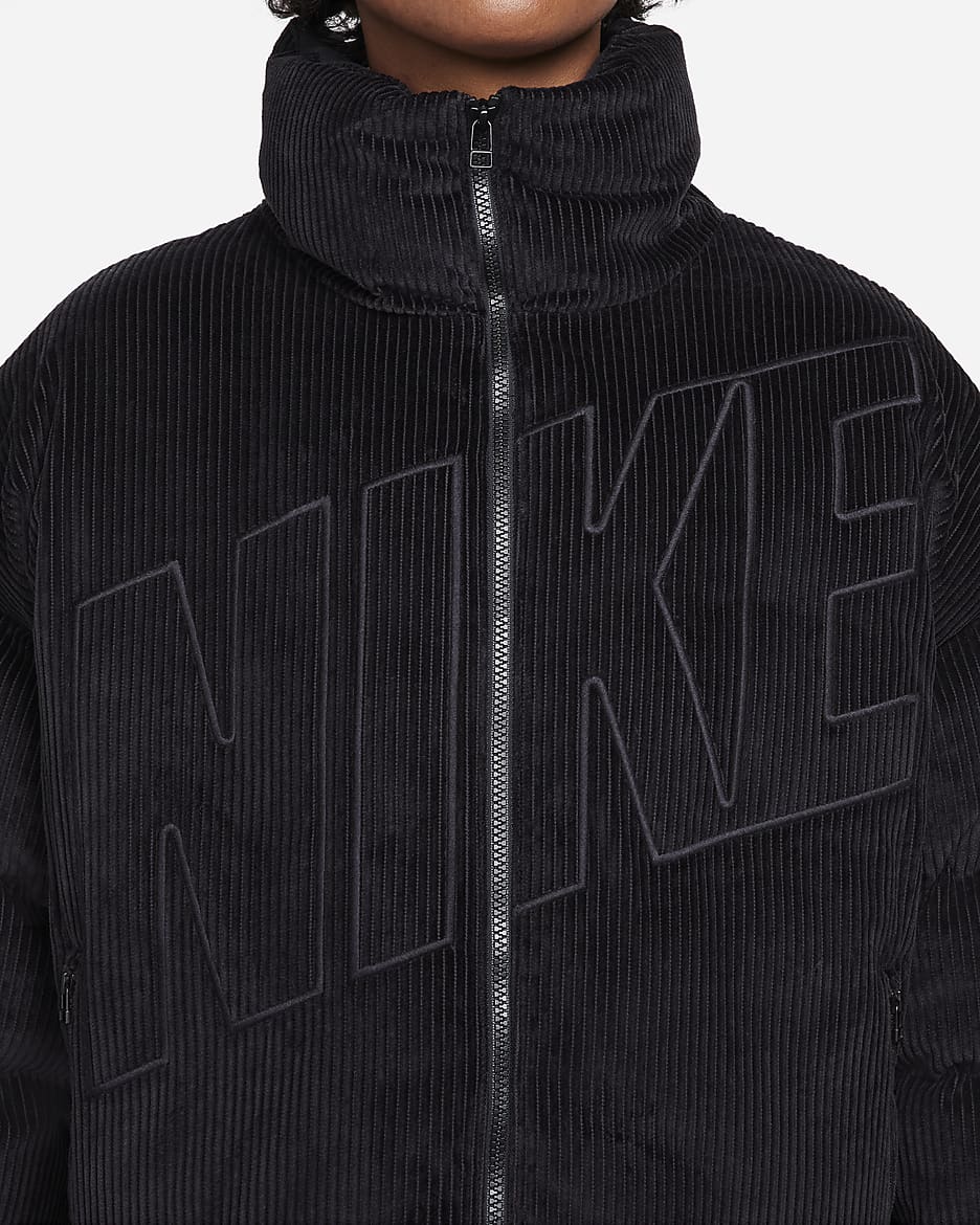 Doudoune oversize en velours côtelé Therma-FIT Nike Sportswear Essential pour femme - Noir/Noir