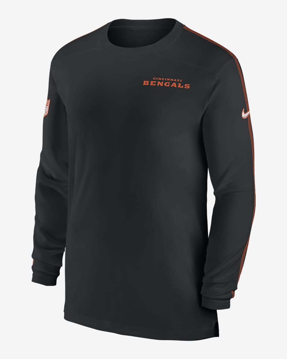 Cincinnati Bengals Sideline Coach Men's Nike Dri-FIT NFL Long-Sleeve Top - Black