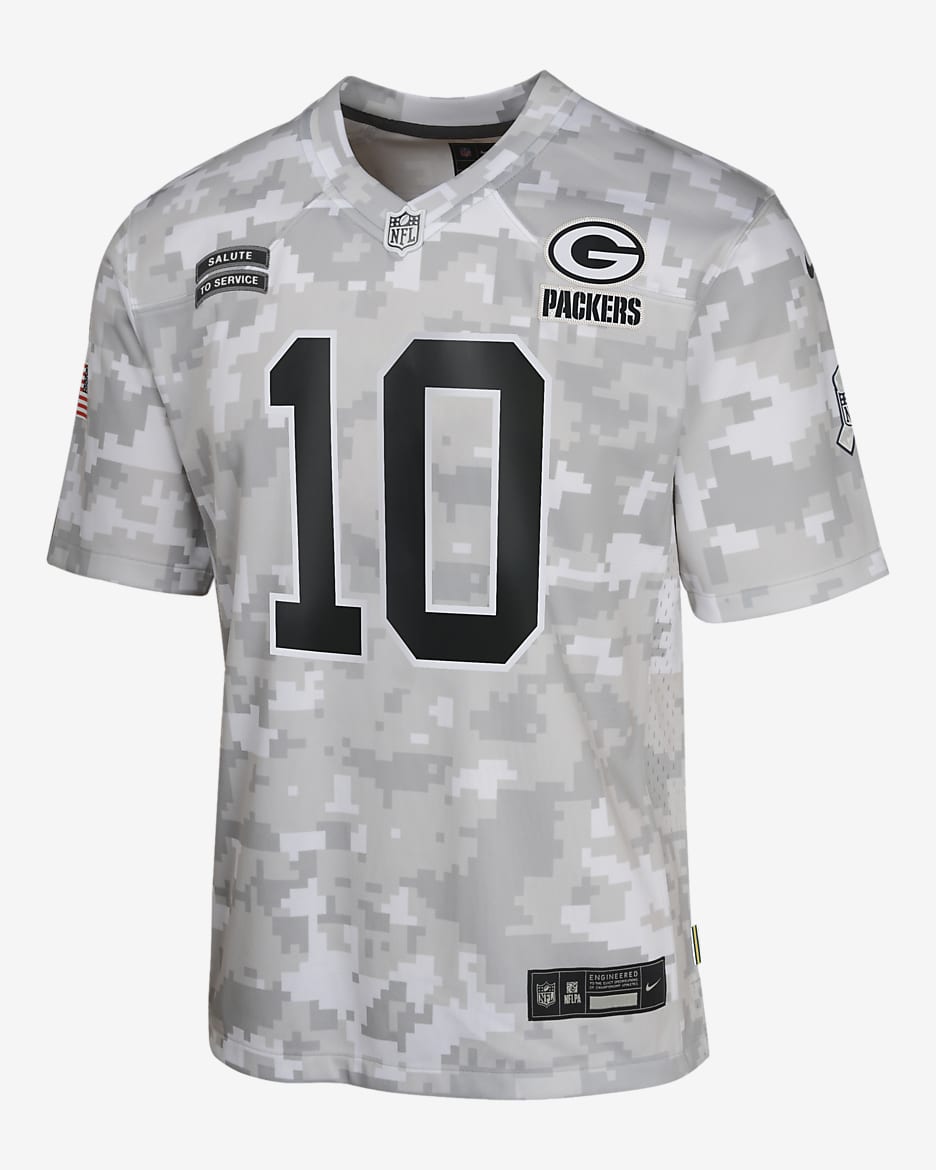 Jordan Love Green Bay Packers Salute to Service Big Kids' Nike Dri-FIT NFL Limited Jersey - White